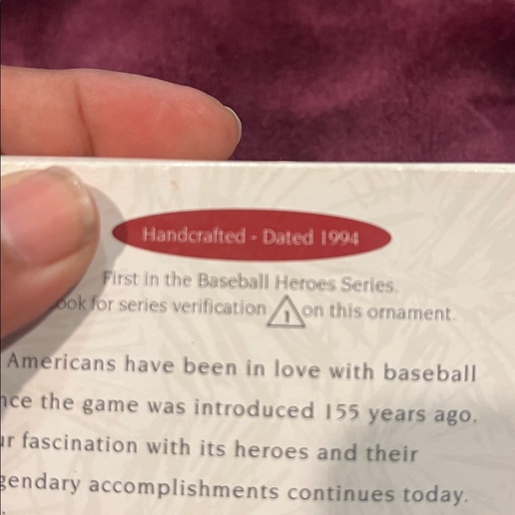 Hallmark Keepsake Ornament. Baseball Heroes. Babe Ruth. 1994. QX5323. - Picture 3 of 3